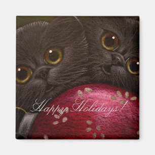 GATOS NEGROS del GATITO - imán del DÍA DE FIESTA