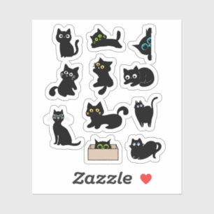 Gatos Negros Pegatina de Vinilo Gato Adorable