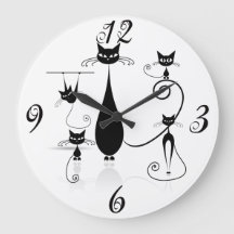 Gatos negros por todas partes reloj de pared