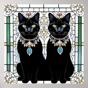 Gatos Negros Regios Arte de Pared en Joyería de Vi