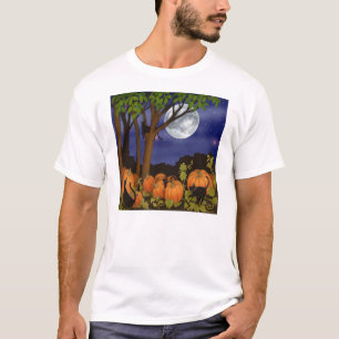 Gatos negros y camiseta de las calabazas