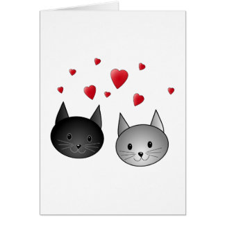 Gatos negros y grises lindos, con los corazones