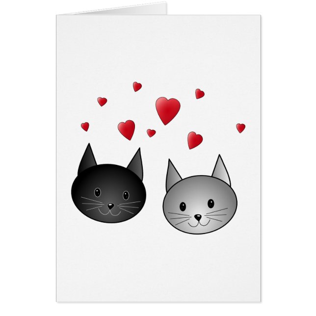 Gatos negros y grises lindos, con los corazones (Frente)
