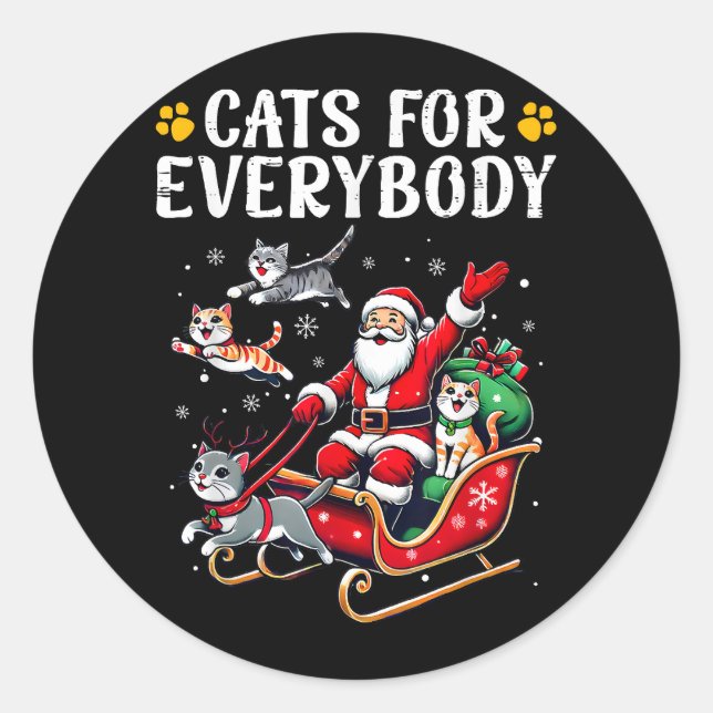 Gatos Para Todos Navidades Gato Pegatina Gracioso (Anverso)