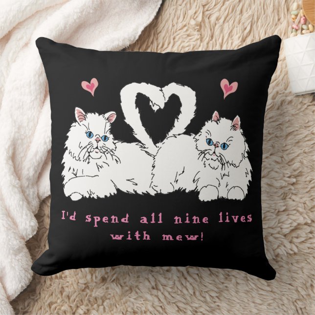 Gatos persas blancos con Cojín decorativo cardíaco (Manta)