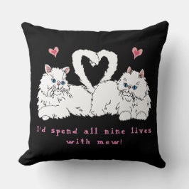 Gatos persas blancos con Cojín decorativo cardíaco