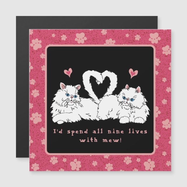 Gatos persas blancos con corazón (Anverso/Reverso)