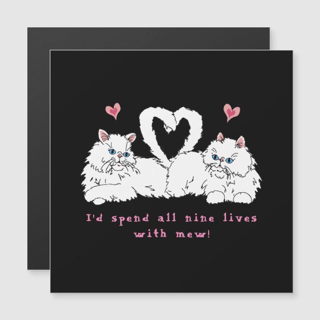 Gatos Persas Blancos con Corazones (Anverso/Reverso)