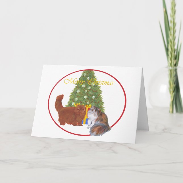 Gatos Persas Rojo y Calicó Navidad (Anverso)