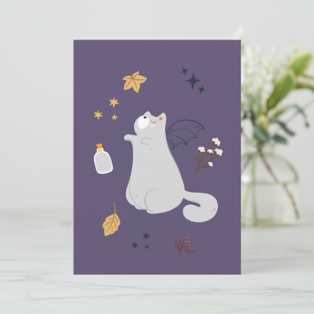 Gatos personalizados divertidos con escobas, calab (Anverso de pie)