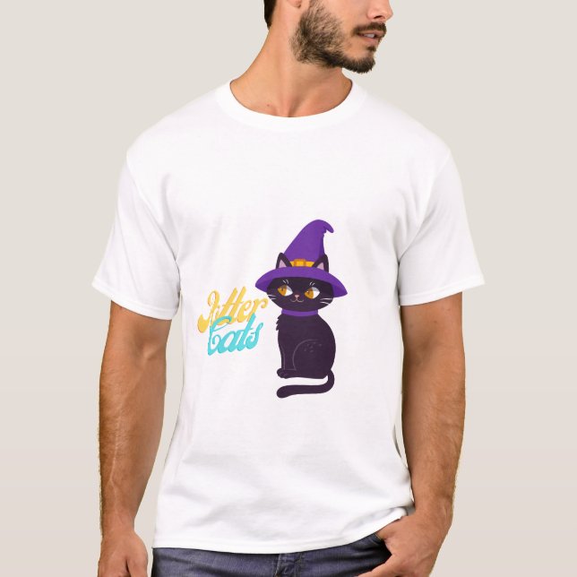 Gatos Potter - Camiseta de gato negro mágico (Anverso)