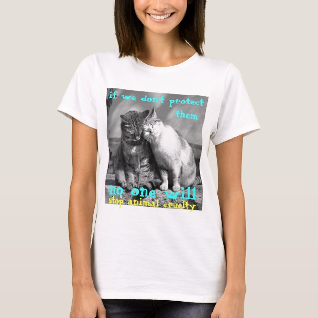 gatos que abrazan la camisa animal de la crueldad (Anverso)
