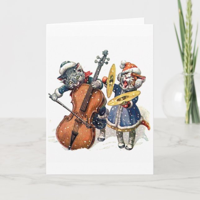 Gatos que juegan música del navidad en la nieve (Anverso)
