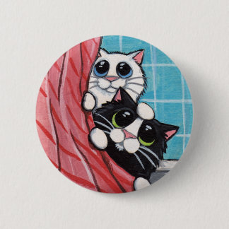 Gatos que toman una ducha - botón del arte del