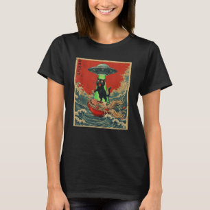 Gatos Ramen OVNI Japonés Anime Gráficas Camisetas