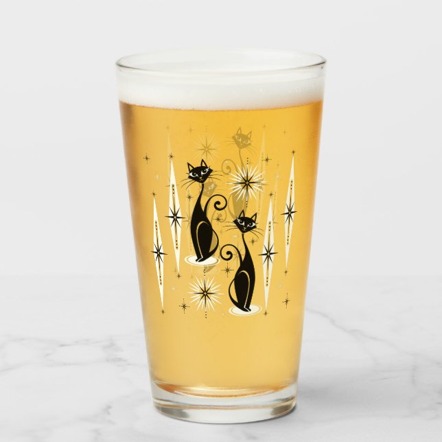 Gatos Retro Atómicos De Mediados Del Siglo De Meow (Anverso (lleno))