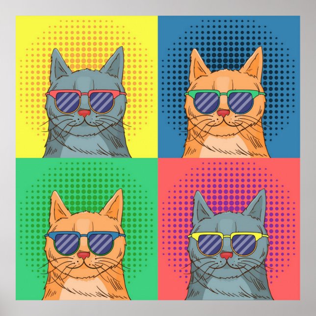 Gatos retro de arte pop (Frente)