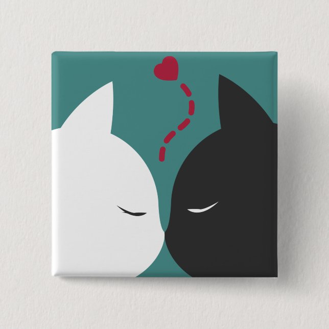 Gatos románticos simples en botón del Pin del amor (Anverso)