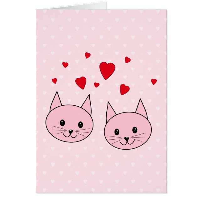 Gatos rosados con los corazones del amor (Frente)