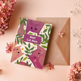 Gatos rosas y ramas Mejor gatos mamá Tarjeta de va
