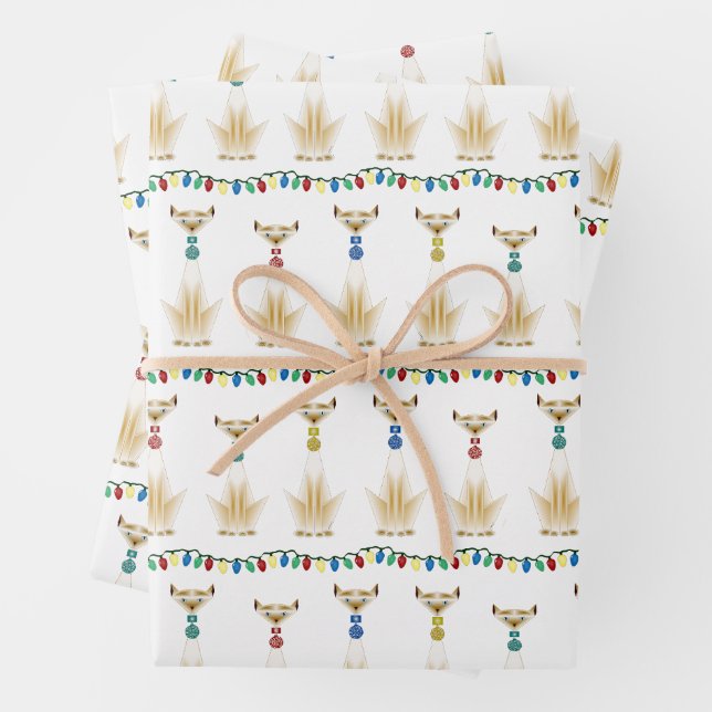 Gatos siameses de vacaciones Envolver hojas de pap (In situ)