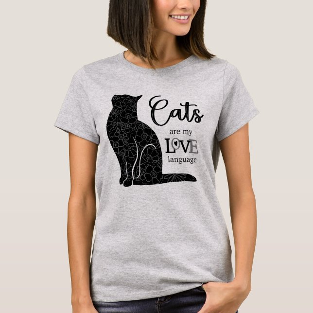 Gatos son mi lenguaje del AMOR Camiseta (Anverso)