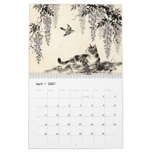 Gatos Sumi-e Hanafuda – 12 Meses de Calendario de