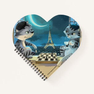 Gatos Torre Eiffel - Cuaderno con forma de corazón