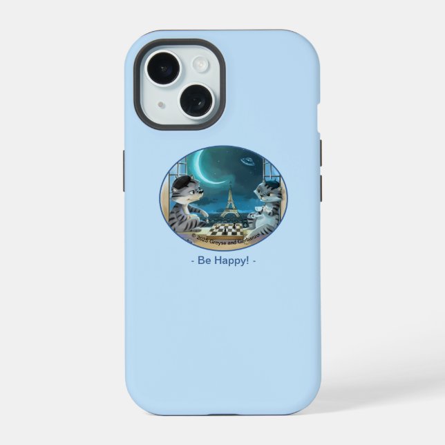 Gatos Torre Eiffel - Fundas de teléfono felices de (Reverso )