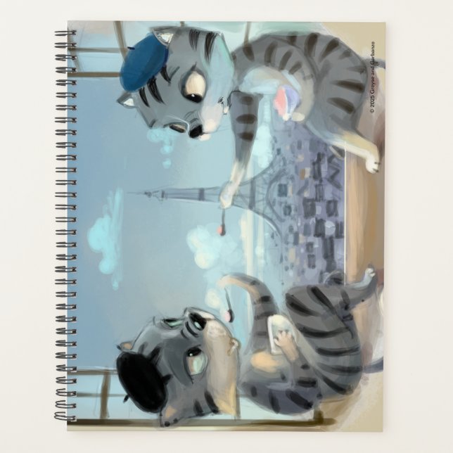 Gatos & Torre Eiffel – Planificador Semanal de Par (Anverso)