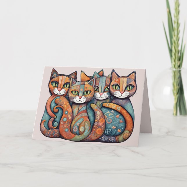 gatos tranquilizantes 3 tarjeta de saludo (Anverso)