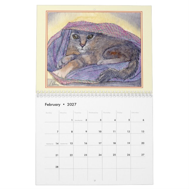¡GATOS! Un gato con calendario mensual (Feb 2027)