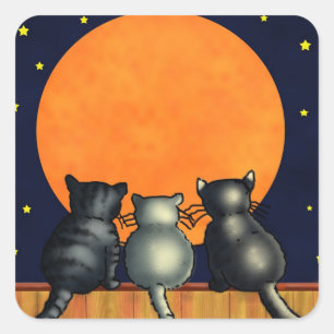 Gatos viendo a los Pegatinas de la luna