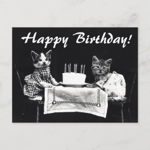 Gatos Vintage Postales de cumpleaños felices