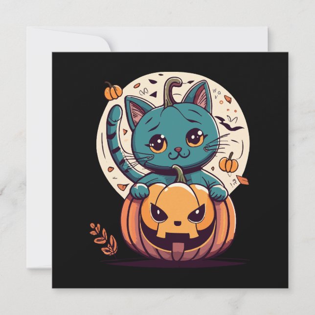¡Gatos y calabazas para una Feliz Halloween! (Anverso)