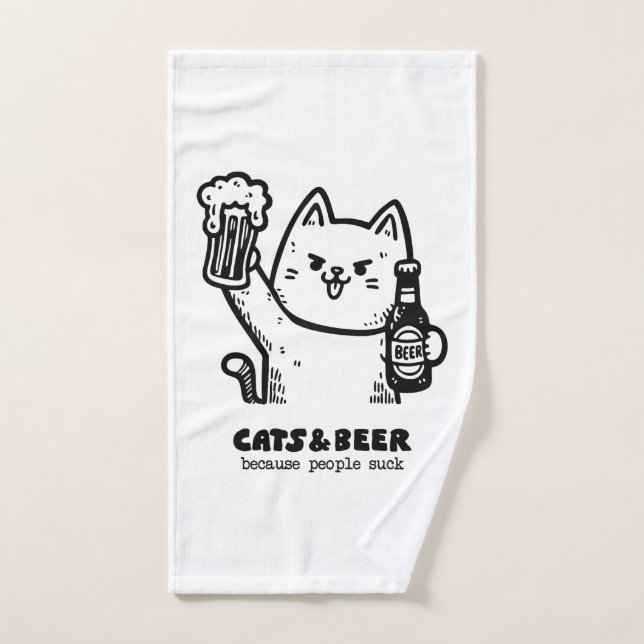 Gatos y cerveza 1 (Toalla de mano)