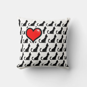Gatos y Cojín decorativo Blanco del Corazón