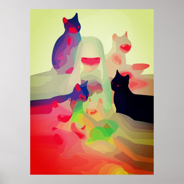 Gatos y Espíritus místicos – Arte Anime Abstracto  (Frente)