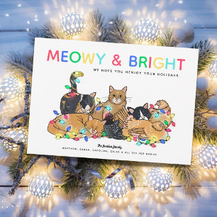 Gatos y gallinas divertidos en foto de Navidad