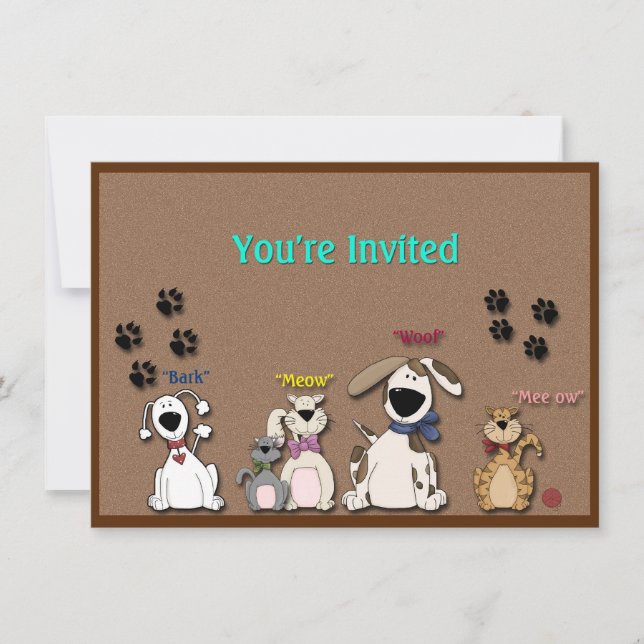 Gatos y Perros Lindos, Invitación a Fiesta de Cump (Anverso)