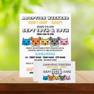 Gatos y perros, publicidad de eventos de adopción