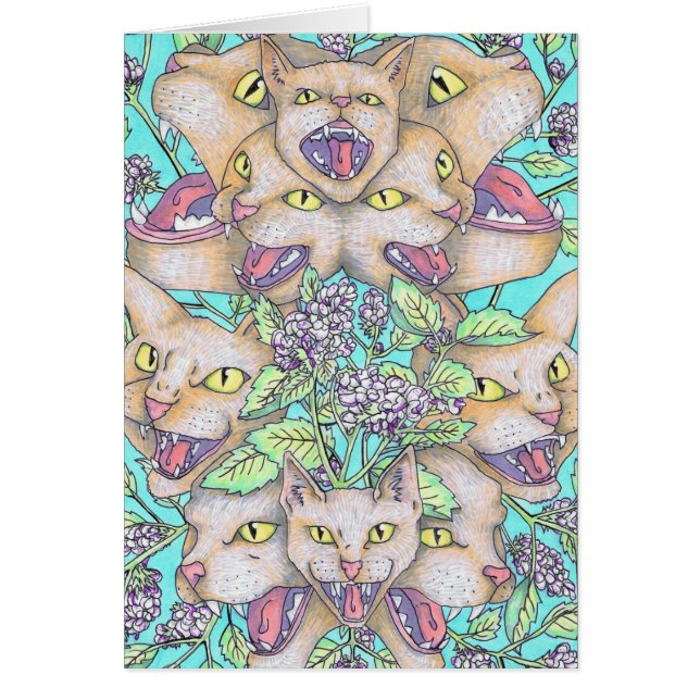 Gatos y tarjeta del Catnip (Frente)