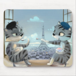 Gatos y Torre Eiffel – París Alfombrilla de Ratón