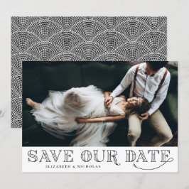 Gatsby Art Deco Typography Black Save the Date