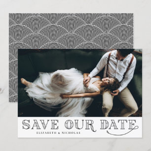 Gatsby Art Deco Typography Black Save the Date