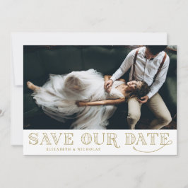 Gatsby Art Deco Typography Gold Save the Date