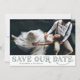 Gatsby Art Deco Typography Green Save the Date