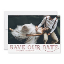Gatsby Art Deco Typography Red Save the Date
