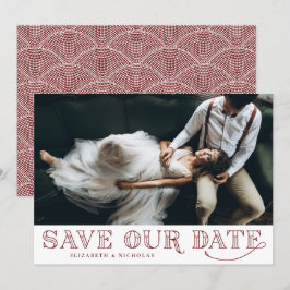 Gatsby Art Deco Typography Red Save the Date