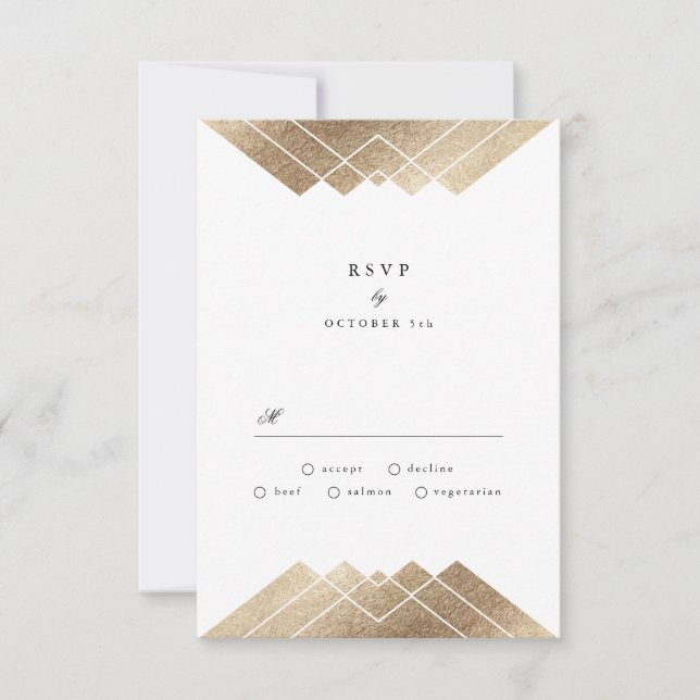 Gatsby Boda Geométrica de Oro Negro RSVP (Anverso)